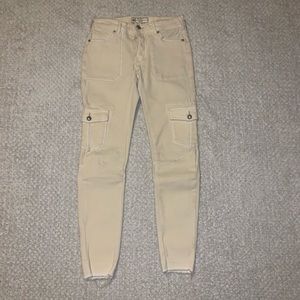 Free People cream skinny jeans